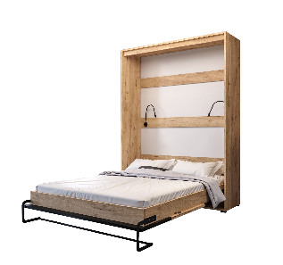 Krevet na sklapanje 160 Cassie (craft zlatni + crna mat) (vertikalni) (s rasvjetom)