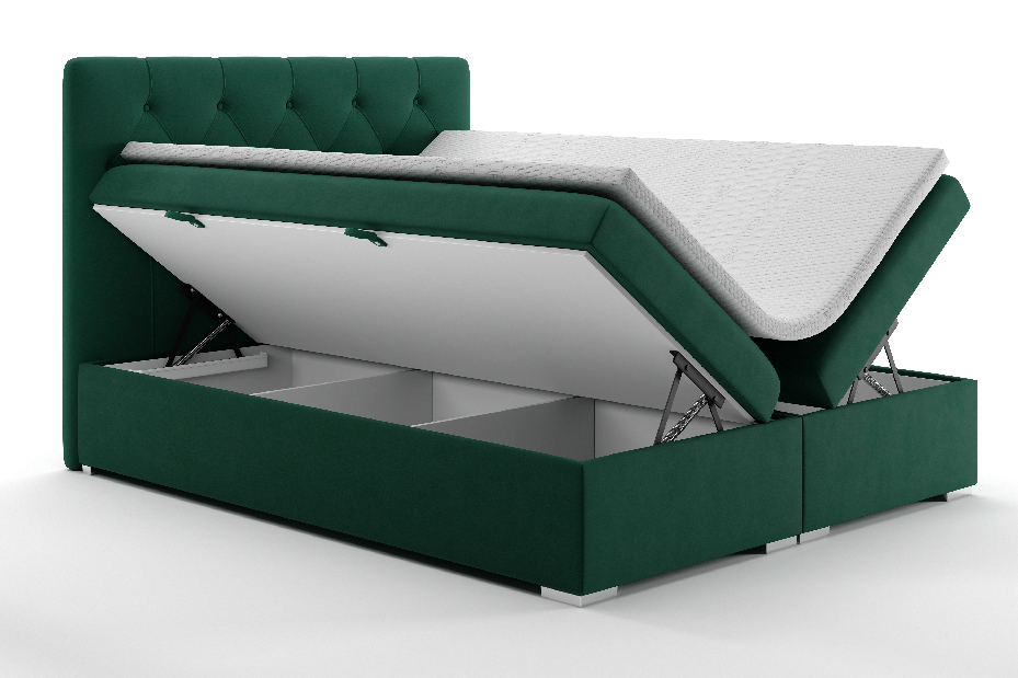 Bračni krevet Boxspring 160 cm Ronda (s prostorom za odlaganje) (zelena) *rasprodaja