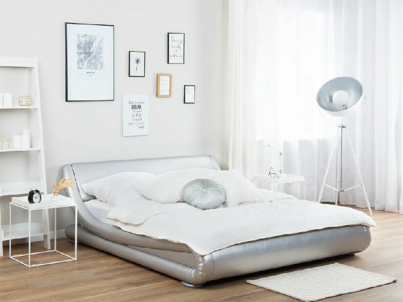 Bračni krevet 180 cm AVENUE (s podnicom) (srebrna sjajna)