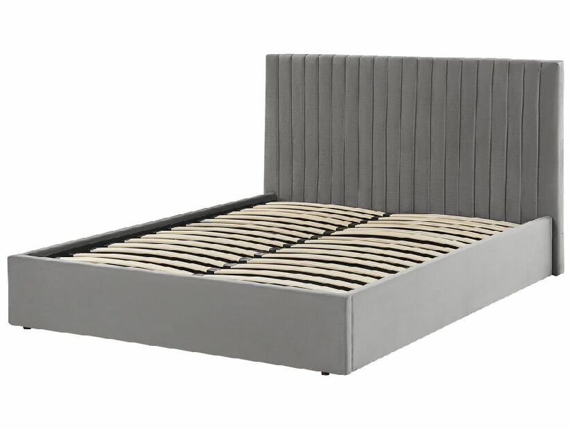 Bračni krevet 160 cm Vakarine (siva) (s podnicom i prostorom za odlaganje)