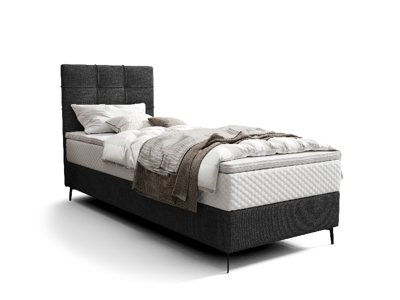Jednostruki krevet 80 cm Infernus Comfort (crna) (s podnicom, s prostorom za odlaganje)