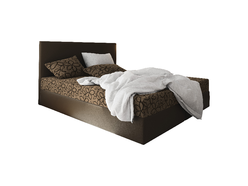 Bračni krevet Boxspring 140 cm Lilac (uzorak + smeđa) (s madracem i prostorom za odlaganje)