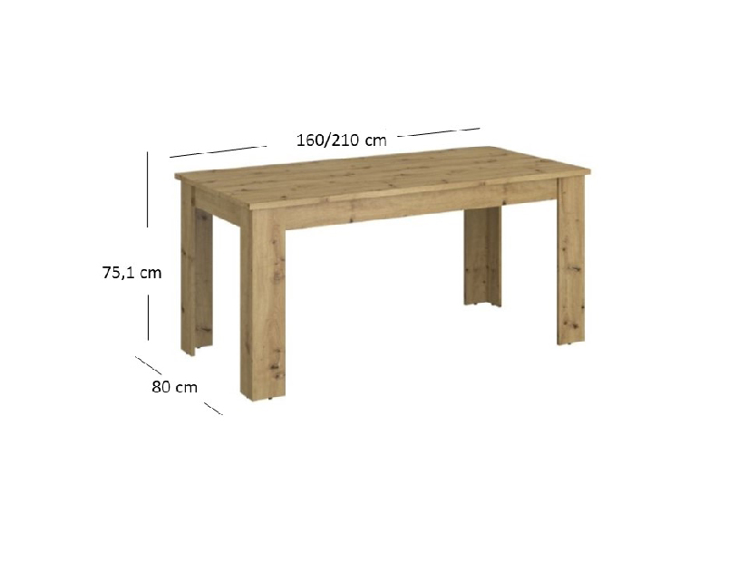 Blagovaonski stol na razvlačenje (za 6 do 8 osoba) Andra (hrast artisan)