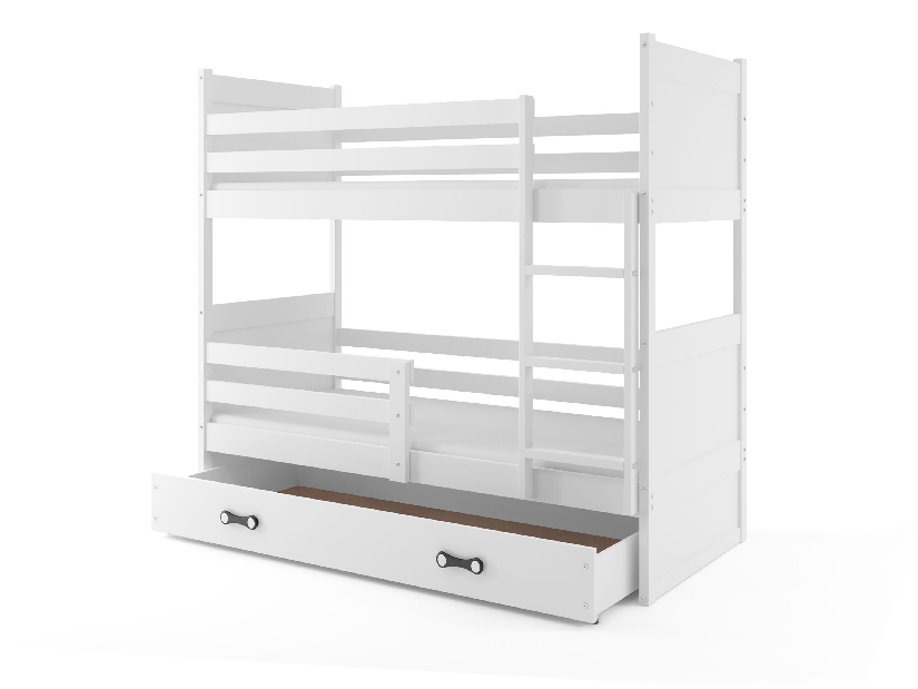 Krevet na kat 80 x 160 cm Ronnie B (bijela + bijela) (s podnicom, madracem i prostorom za odlaganje)