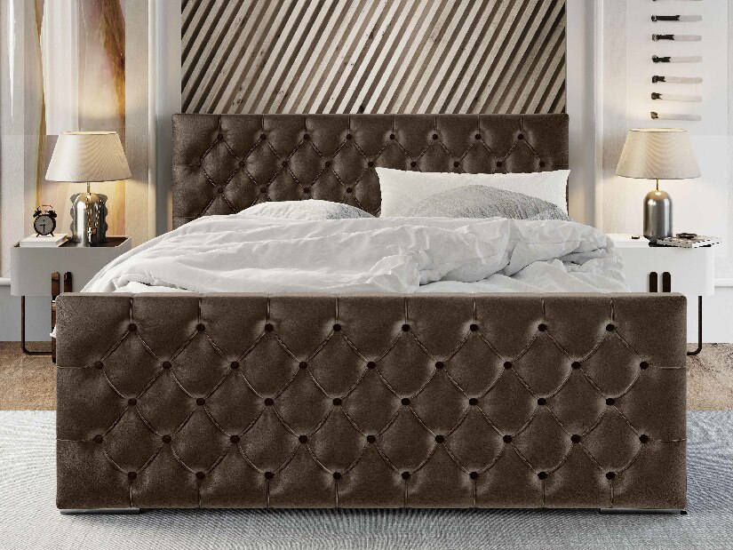 Bračni krevet 160 cm Velva (smeđa) (s podnicom i prostorom za odlaganje)