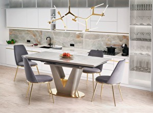 Blagovaonski stol Valencia (svijetlosiva + zlatna)
