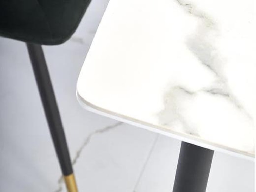 Blagovaonski stol Marcie (bijeli mramor + crna)