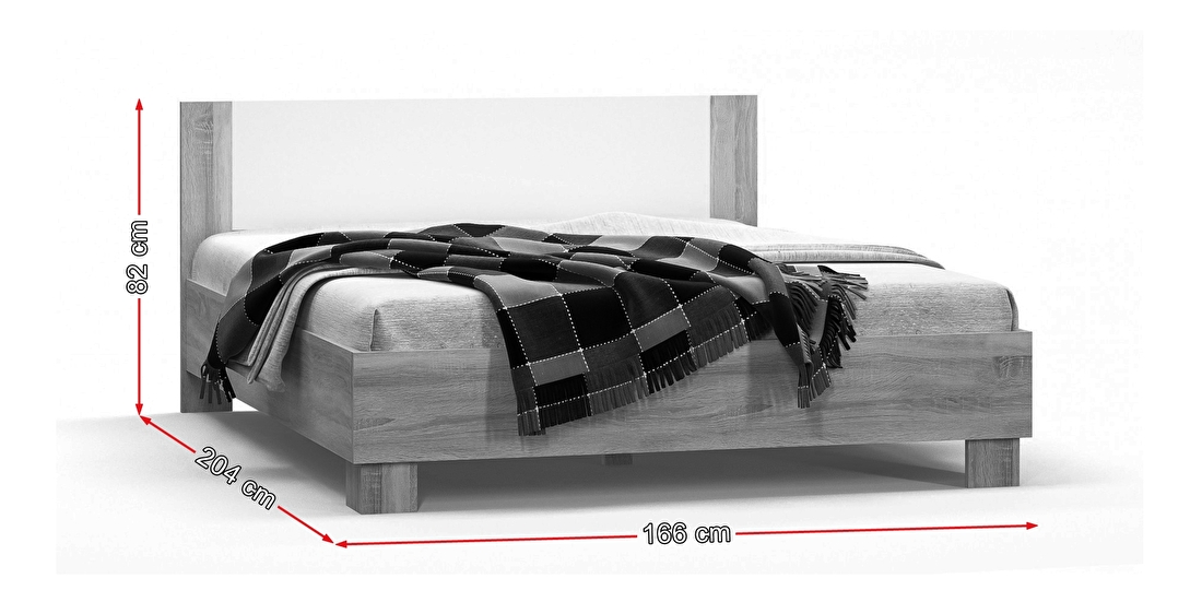 Bračni krevet 160 cm Marlon (hrast sonoma + bijela) (S podnicom) 