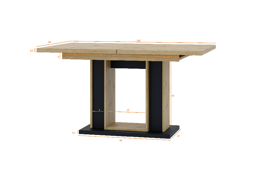 Blagovaonski stol Farug (artisan + crna) (za 6 do 8 osoba)
