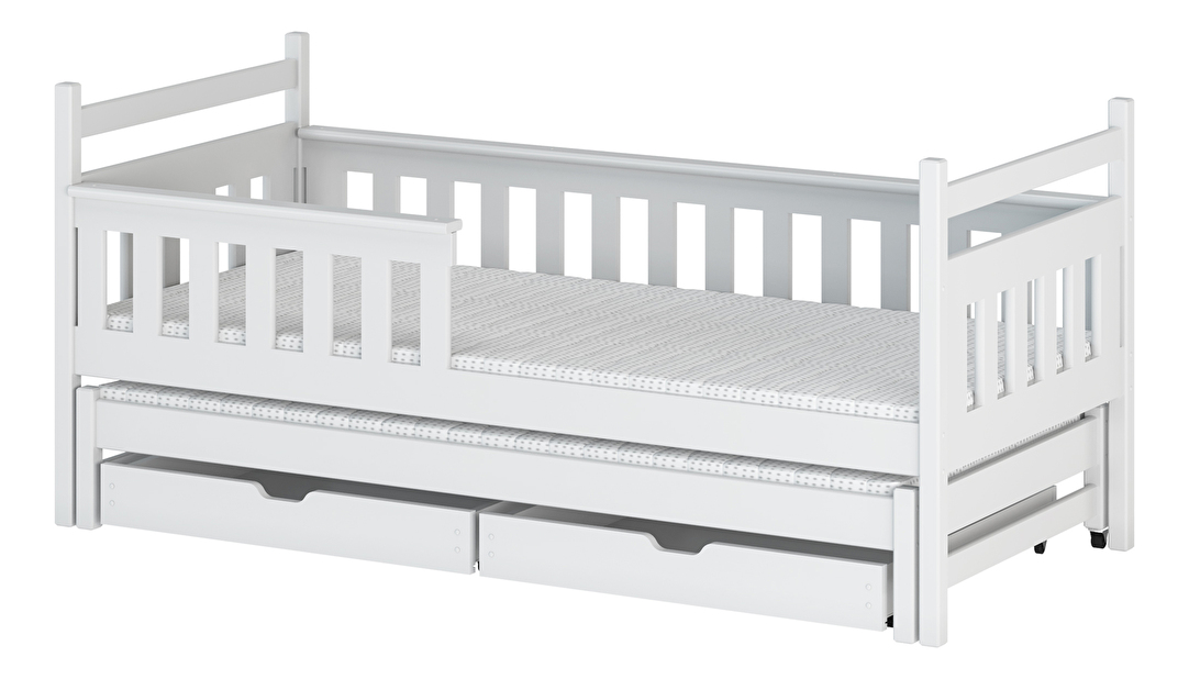 Dječji krevet 90 x 190 cm DORIA (s podnicom i prostorom za odlaganje) (bijela)