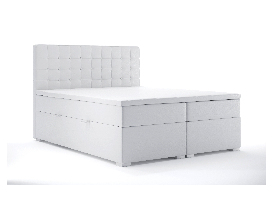 Bračni krevet Boxspring 160 cm Candy (bijela ekokoža)(s prostorom za odlaganje)