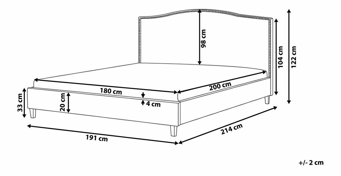 Bračni krevet 180 cm MONTHY (s podnicom) (siva)