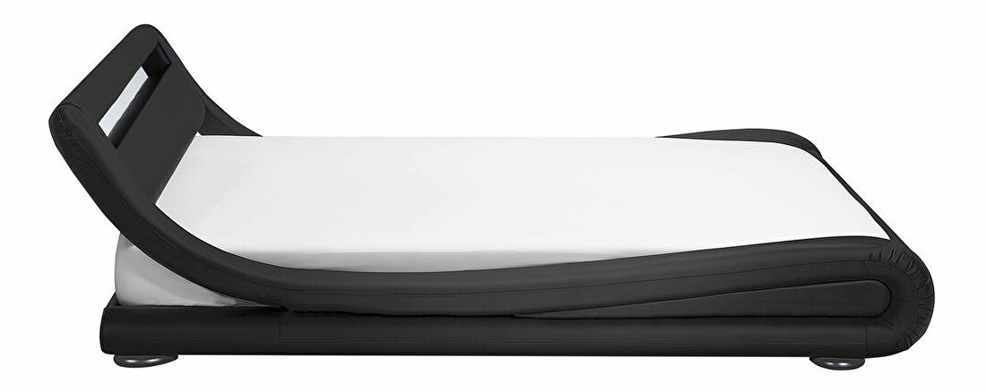 Bračni krevet 180 cm AVENUE (s podnicom i LED rasvjetom) (crna)