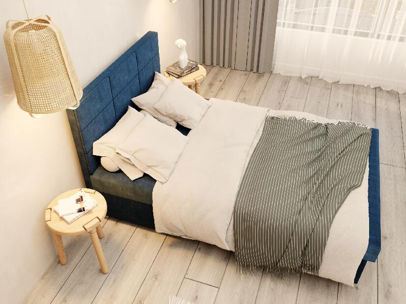 Jednostruki krevet 120 cm Picasso II (tamnoplava) (s prostorom za odlaganje i madracem) 