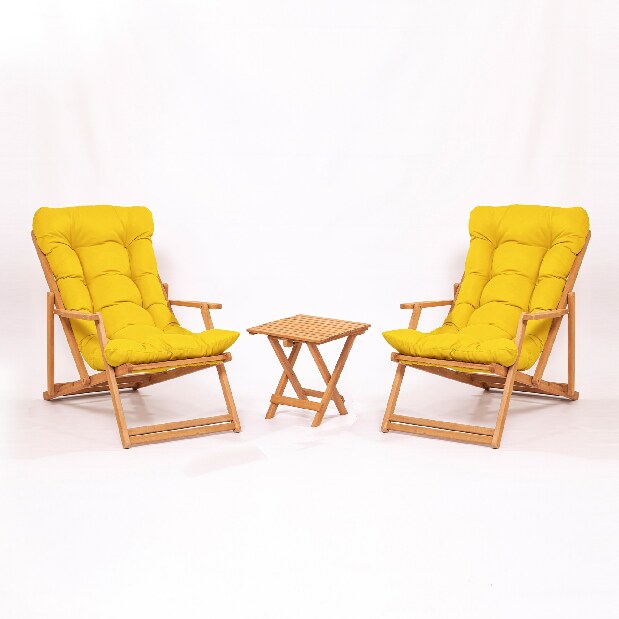 Vrtni set stol i stolice (3 komada) Minnie (žuta + prirodna)