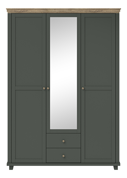 Ormar za garderobu s ogledalom Elvina S Typ 19 (zelena + hrast lefkas)