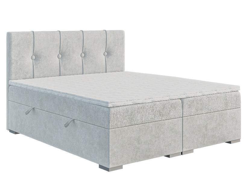 Bračni krevet Boxspring 140 cm Ruffy (svijetlo siva) (s madracem i prostorom za odlaganje)