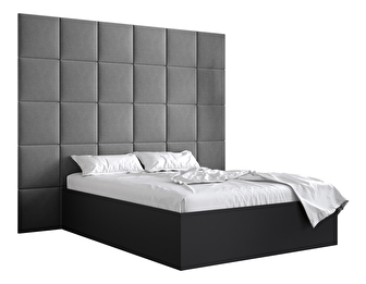 Bračni krevet s tapeciranim uzglavljem 160 cm Brittany 3 (crna mat + siva) (s podnicom)