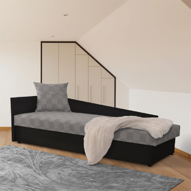 Jednostruki krevet (ležaj) 80 cm Jeannine (siva + crna) (s prostorom za odlaganje) (L) *rasprodaja