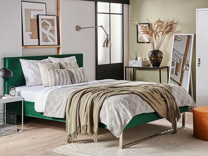 Bračni krevet 140 cm BELAE (s podnicom) (zelena)