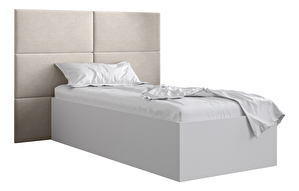 Jednostruki krevet s tapeciranim uzglavljem 90 cm Brittany 2 (bijela mat + krem) (s podnicom)