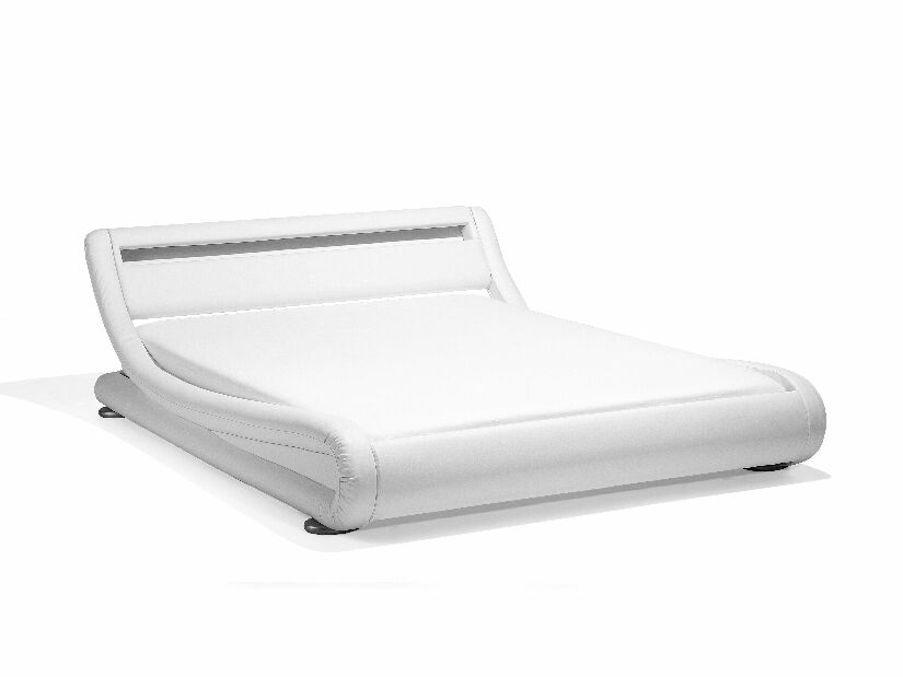 Bračni krevet 140 cm AVENUE (s podnicom i LED rasvjetom) (bijela)