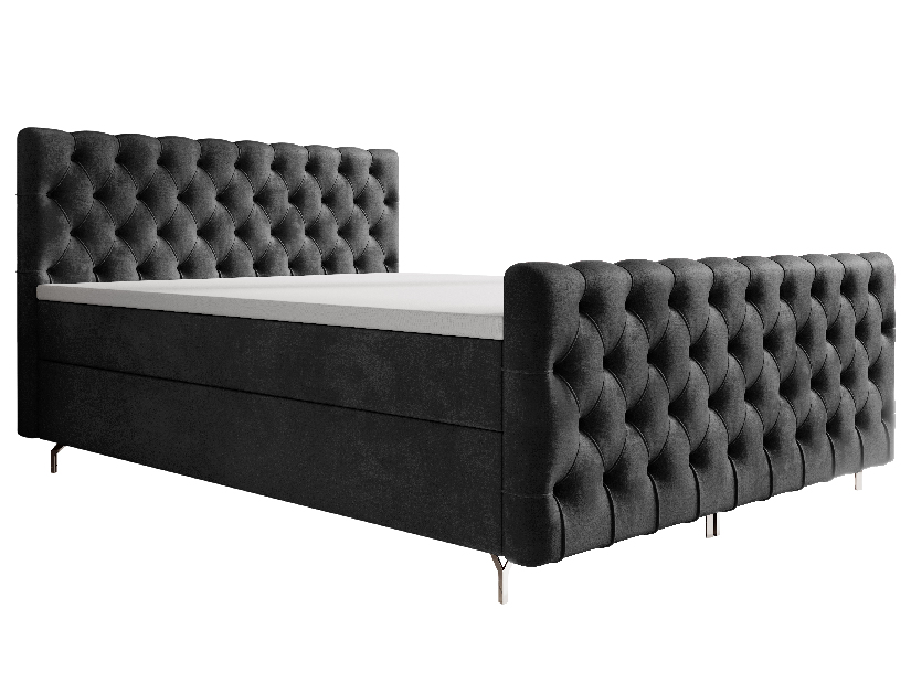 Bračni krevet 160 cm Clinton Bonell (crna) (s podnicom, s prostorom za odlaganje)