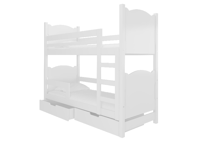Dječji krevet na kat 180x75 cm Marryann (s podnicom i madracem) (bijela)