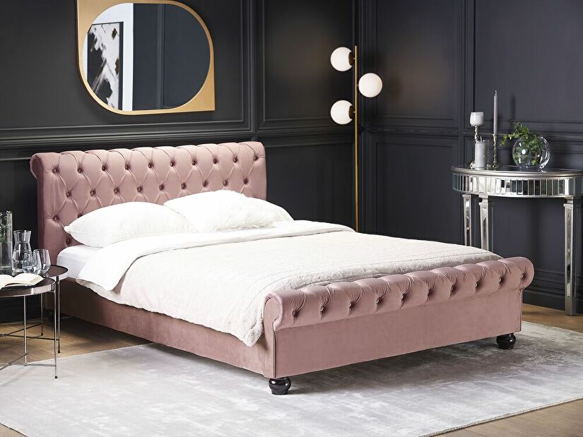 Bračni krevet 160 cm ARCHON (s podnicom) (ružičasta)