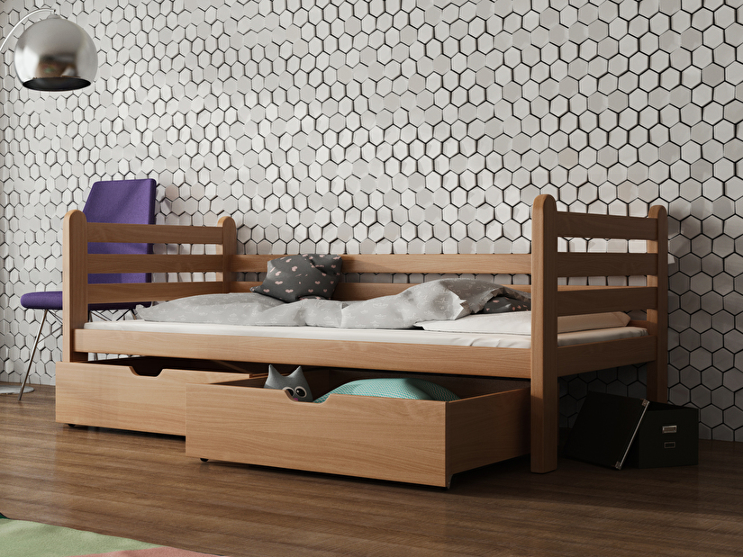 Dječji krevet 90 x 190 cm Somer (s podnicom i prostorom za odlaganje) (bukva)