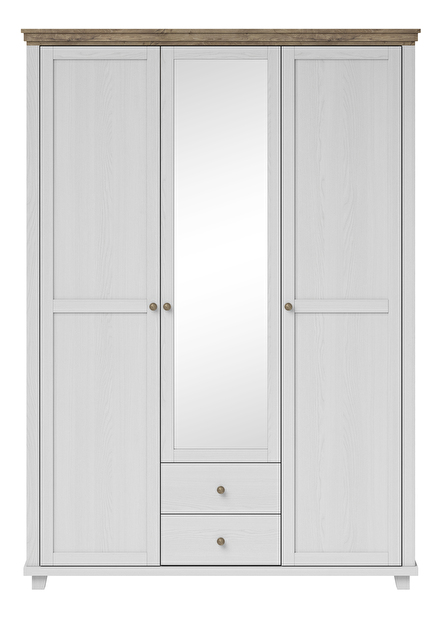 Ormar za garderobu s ogledalom Elvina S Typ 19 (bijeli pepeo + hrast lefkas)