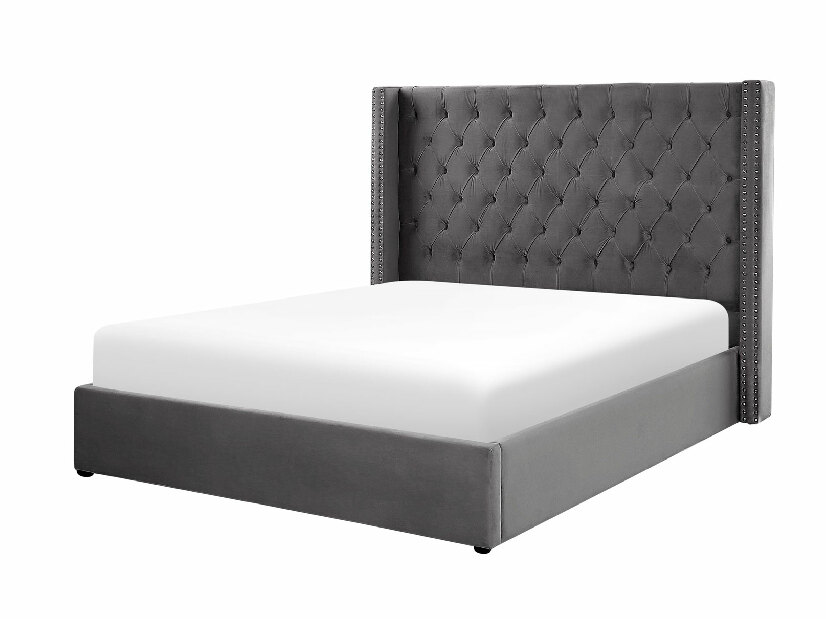 Bračni krevet 160 cm LUBECK (poliester) (sivi) (s podnicom)