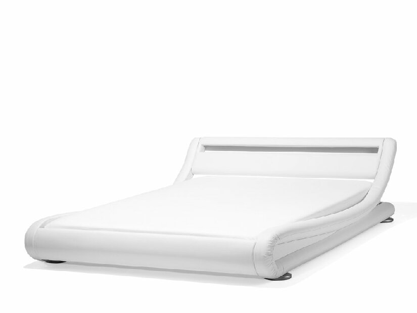 Bračni krevet 180 cm AVENUE (s podnicom i LED rasvjetom) (bijela)
