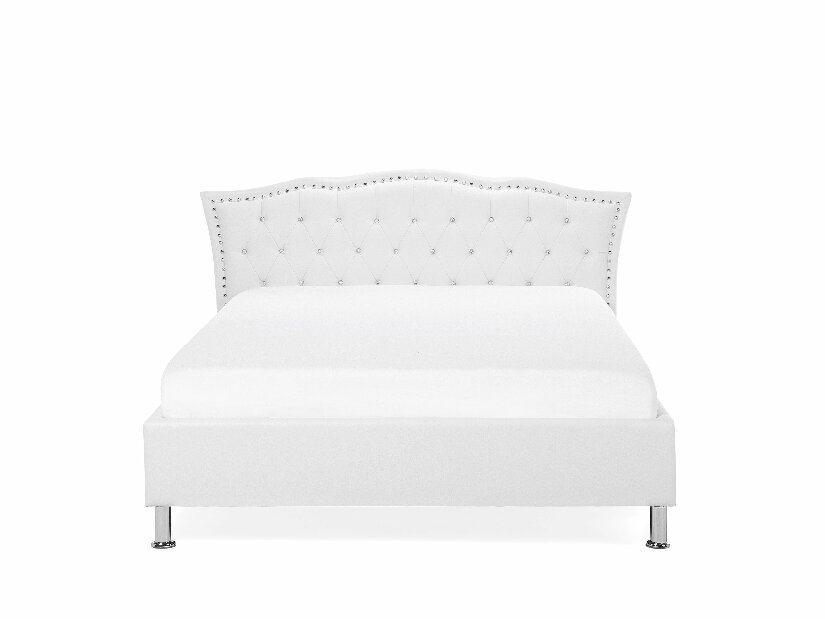 Bračni krevet 140 cm MATH (s podnicom i prostorom za odlaganje) (bijela)
