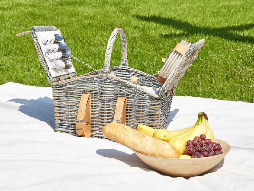 Košara za piknik Estella (prirodna + siva)