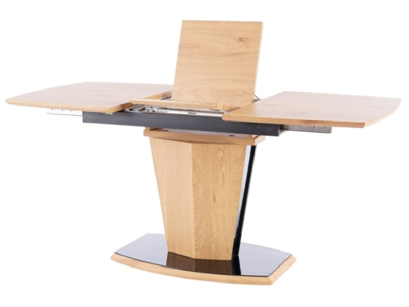 Blagovaonski stol na razvlačenje 120-160 cm Hastly (hrast + crna) (za 4 do 6 osoba)