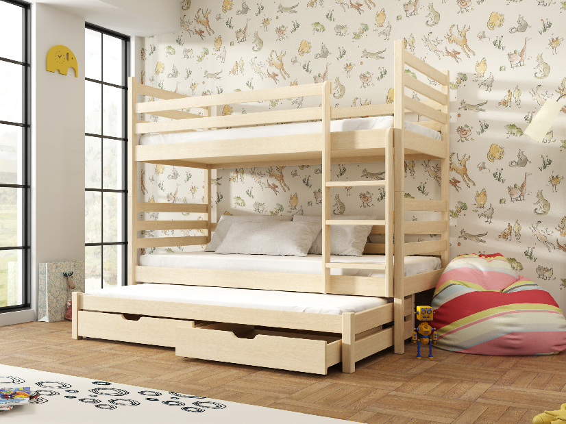Dječji krevet 90 x 200 cm TORI (s podnicom i prostorom za odlaganje) (borovina)