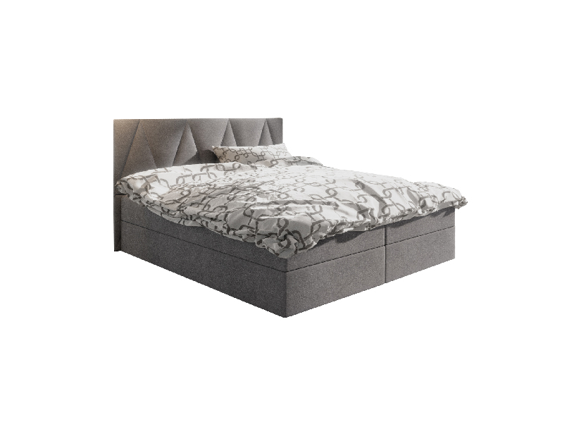 Bračni krevet Boxspring 160 cm Fade 3 Comfort (siva) (s madracem i prostorom za odlaganje)