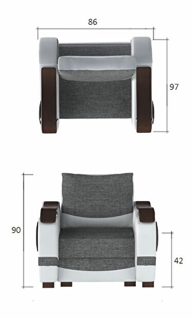 Fotelja Pat tip 02 (siva + bijela)