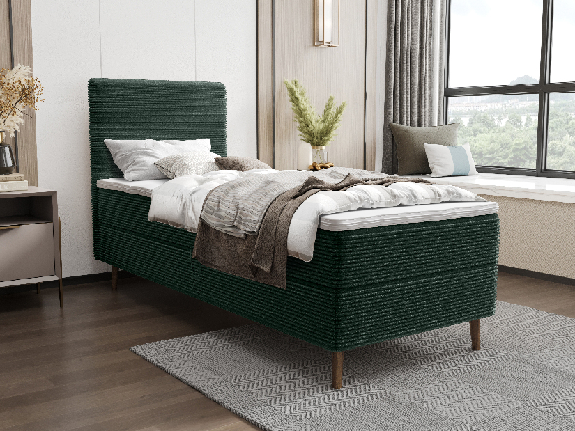 Jednostruki krevet 80 cm Napoli Comfort (zelena) (s podnicom, s prostorom za odlaganje)