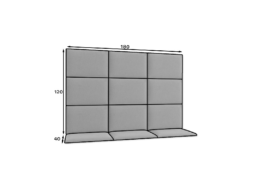 Set 12 tapeciranih panela Quadra 180x120 cm (mentol)