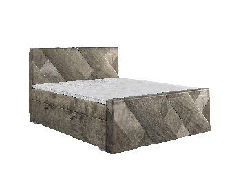 Bračni krevet Boxspring 140 cm Galand (sivo-smeđa) (s madracem i prostorom za odlaganje)
