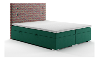 Bračni krevet Boxspring 180 cm Grini (smaragdna + šareno) (s prostorom za odlaganje)