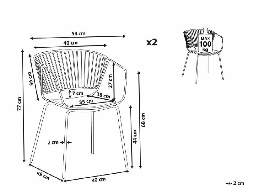 Set 2 kom. blagovaonskih stolica RAGOR (srebrna)