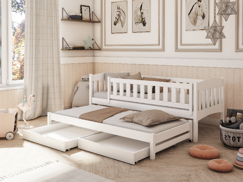 Dječji krevet 80 x 180 cm Amalia (s podnicom i prostorom za odlaganje) (bijela)