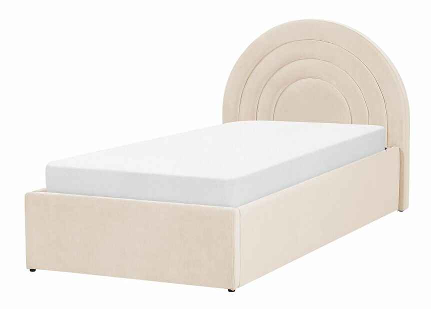 Jednostruki krevet 90 cm Annesile (bež) (s podnicom) (s prostorom za odlaganje)