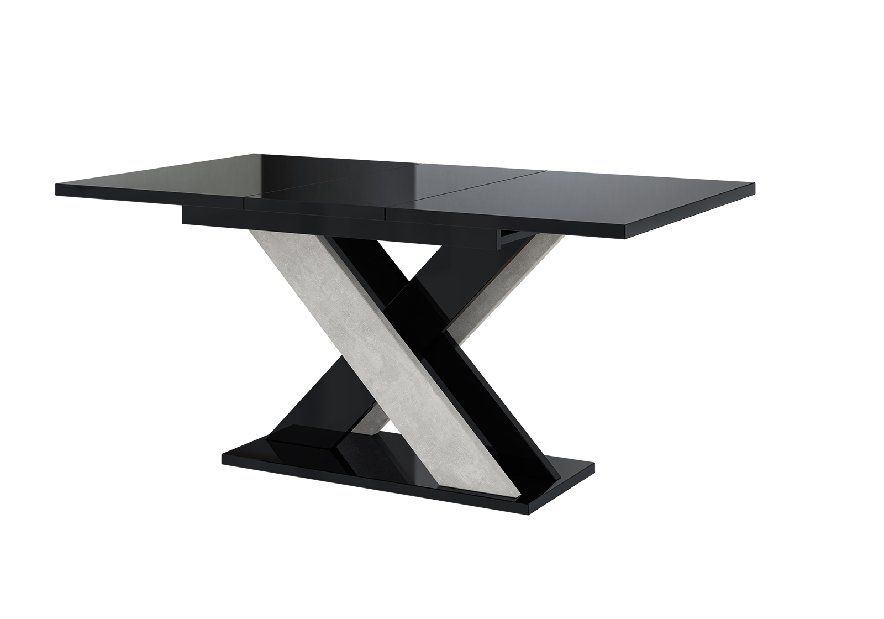 Blagovaonski stol Xalin (crni sjaj + kamen) (za 4 do 6 osoba)