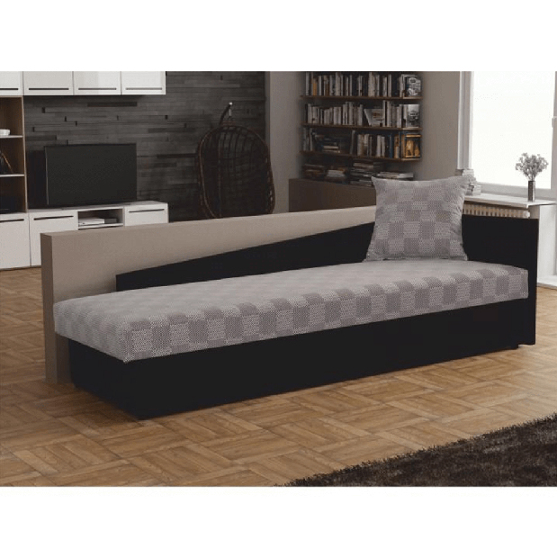 Jednostruki krevet (ležaj) 80 cm Jeannine (siva + crna) (s prostorom za odlaganje) (D) 