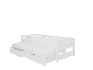 Dječji krevet na razvlačenje 200x90 cm Fifo (s podnicom i madracem) (bijela)