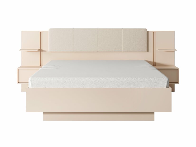 Bračni krevet 160 cm s noćnim stolićima Danton K (s prostorom za odlaganje) (bez madraca i podnice) (bež)